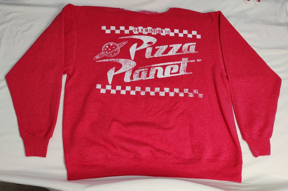 Disney Pixar Toy Story Pizza Planet Pullover Sweatshirt–Size Women's L